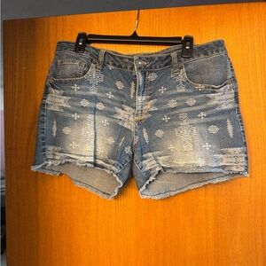 Bit & Bridle Indigo Patterned Jean Shorts